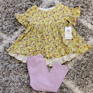 NEW Pippa & Julie Floral Yellow Top and Leggings Set